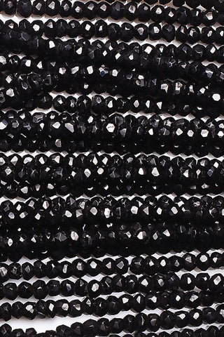 Black Spinel Mixed Rondelle Faceted Natural Beads