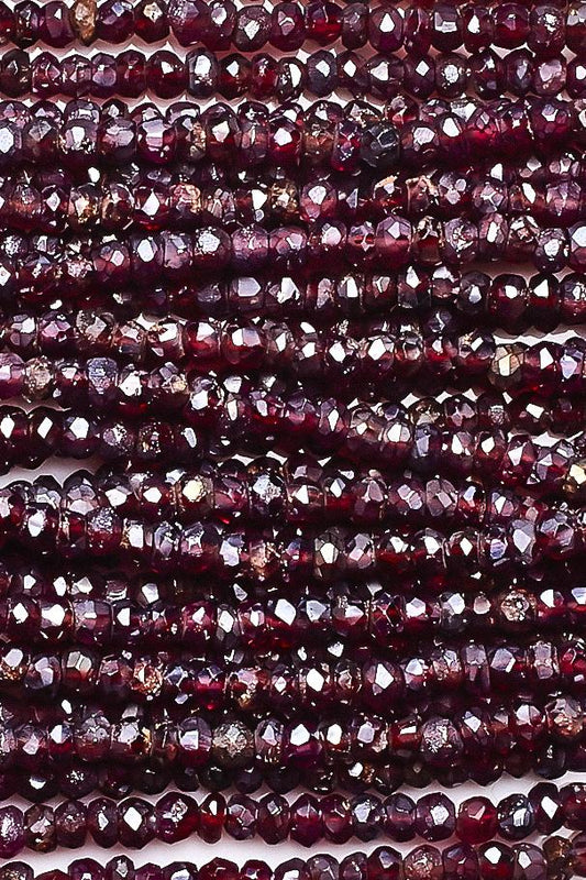 Garnet Red Rondelle Faceted Mystic Coating Beads