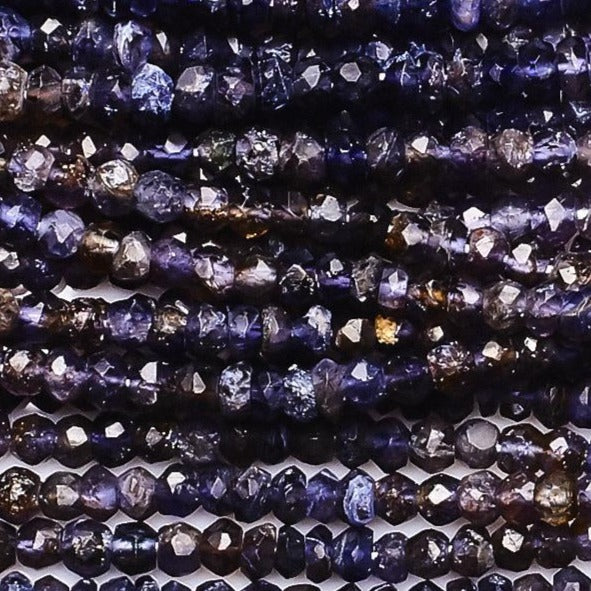 Shaded Iolite Grey Rondelle Faceted Natural Beads