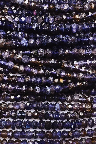 Shaded Iolite Grey Rondelle Faceted Natural Beads