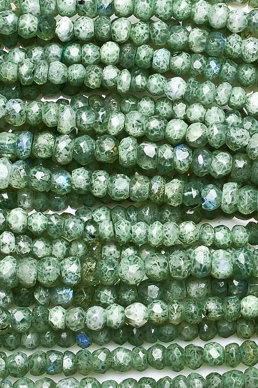 Moonstone Green Rondelle Faceted Coated Beads