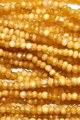 Moonstone Yellow Rondelle Faceted Coated Mini Beads