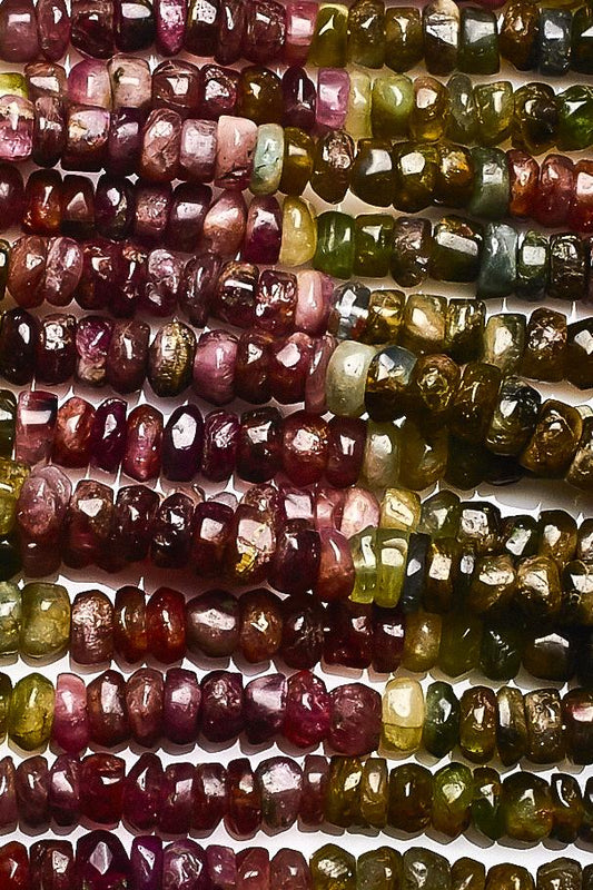 Watermelon Tourmaline Mixed Rondelle Faceted Natural Beads