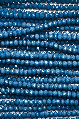 Chalcedony Blue Rondelle Faceted Man Made Mini Beads