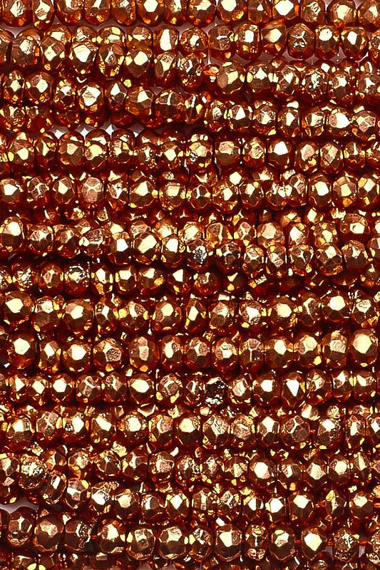 Pyrite Orange Rondelle Faceted Coated Beads