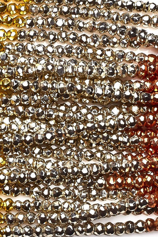 Multi Color Coated Pyrite Rondelle Faceted Beads