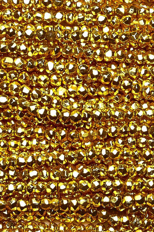 Gold Coated Pyrite Rondelle Faceted Mini Beads