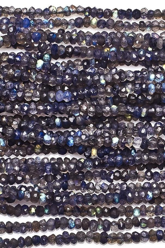 Blue Labradorite Rondelle Faceted Natural Beads