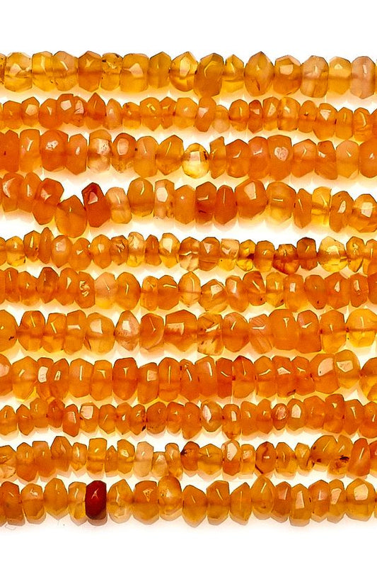 Carnelian Orange Rondelle Faceted Natural Mini Beads