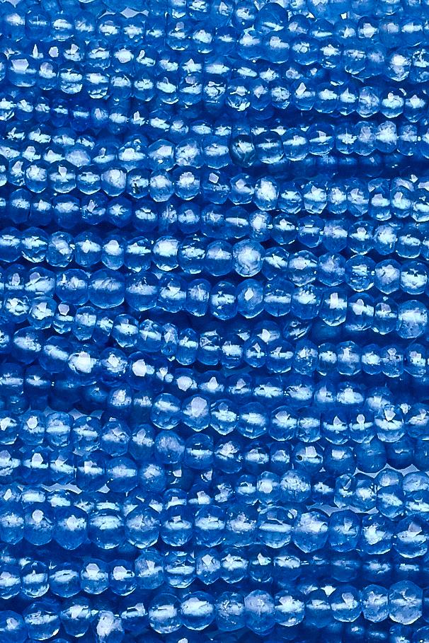 Blue Coated Crystal Quartz Rondelle Faceted Coating Micro and Mini Beads