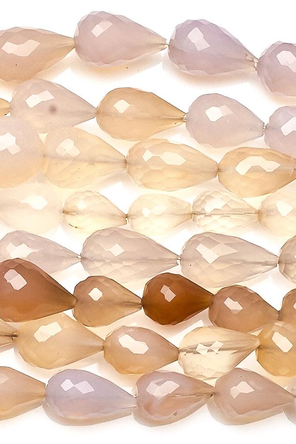 Chalcedony Peach Drop Cut Faceted Heat Treated Beads