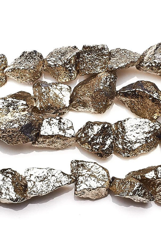 Pyrite Silver Nuggets Rough Coated Beads