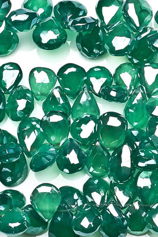 Green Onyx Green Pear Faceted Mystic Coating Beads