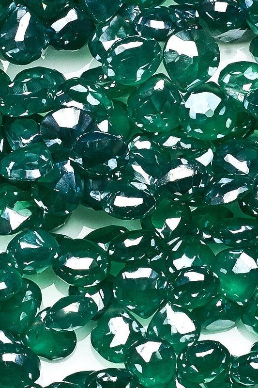 Green Onyx Green Heart Faceted Mystic Coating Beads