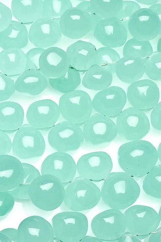 Chalcedony Green Onion Smooth Heat Treated Beads