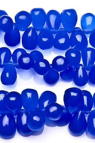 Chalcedony Blue Drops Smooth Heat Treated Beads