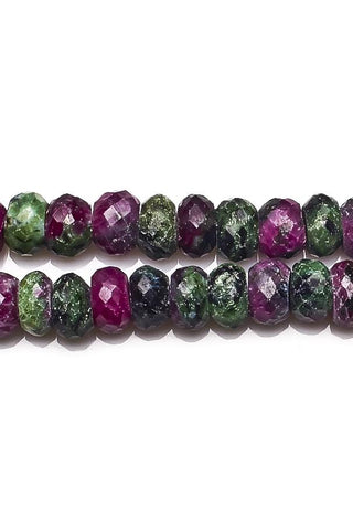 Ruby Zoisite Green / Red Rondelle Faceted Natural Beads