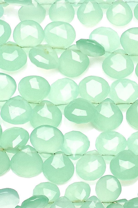 Chalcedony Green Heart Faceted Heat Treated Beads