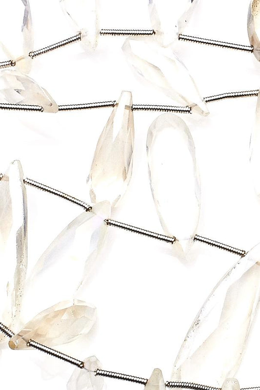 Crystal Quartz Clear Drop Faceted Mystic Coating Beads