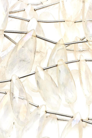 Crystal Quartz Clear Pear Faceted Coating Beads