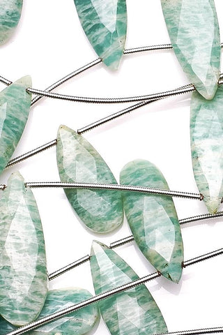 Amazonite Green Long Pear Faceted Natural Beads