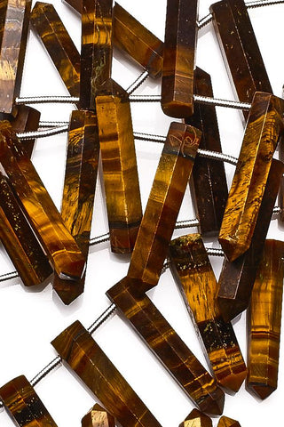 Tiger Eye Brown Pencil Faceted Natural Beads