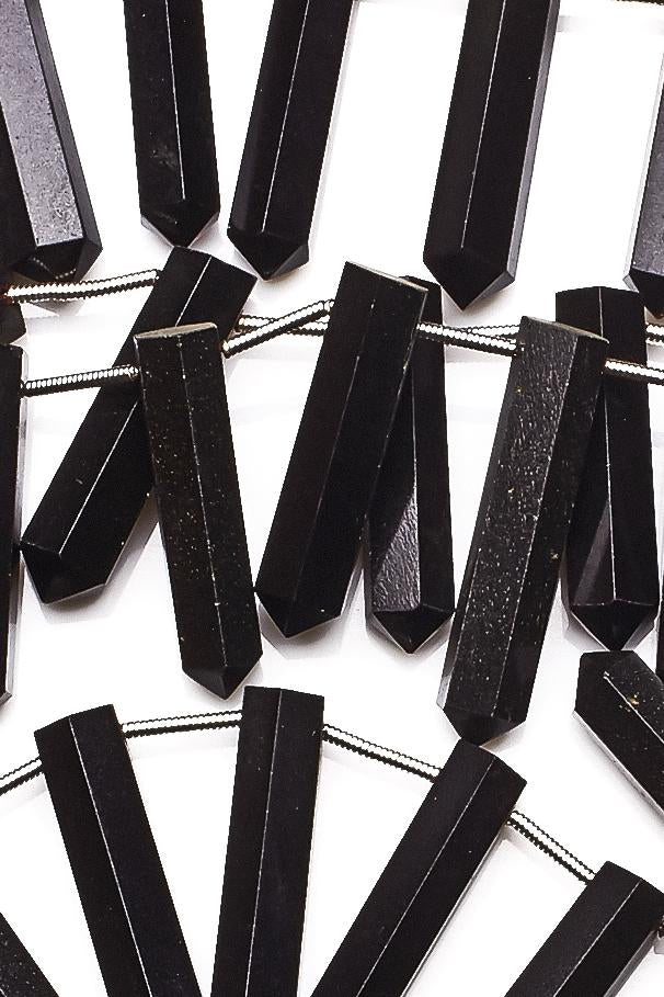 Black Spinel Black Pencil Faceted Natural Beads