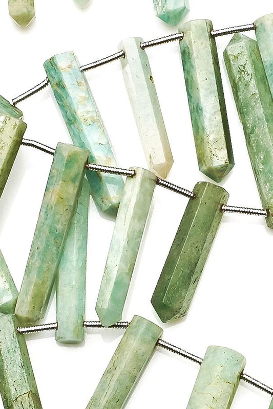 Amazonite Green Pencil Faceted Natural Beads