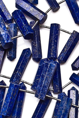 Lapis Lazuli Blue Pencil Faceted Natural Beads