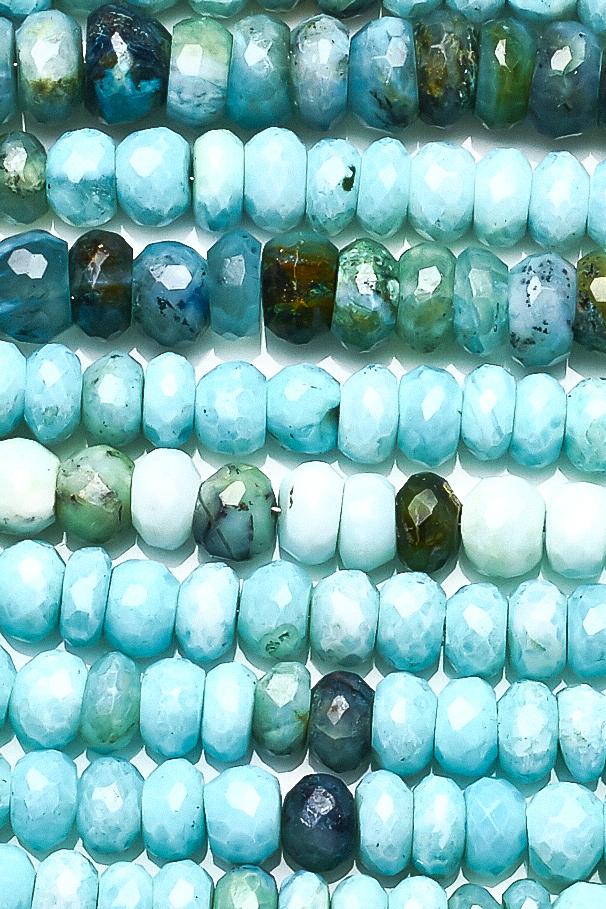 Peru Opal Blue Rondelle Faceted Natural Beads