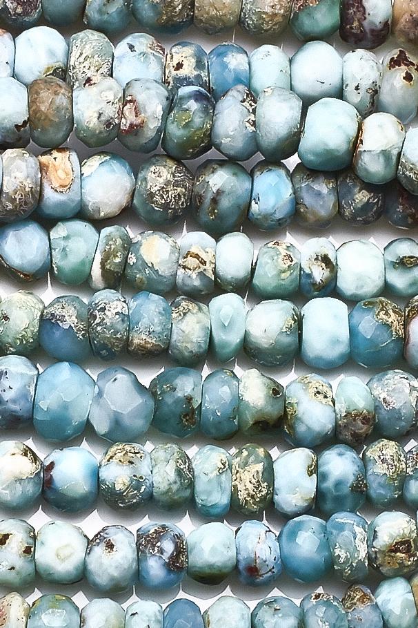 Larimar Sky Blue Rondelle Faceted Natural Beads