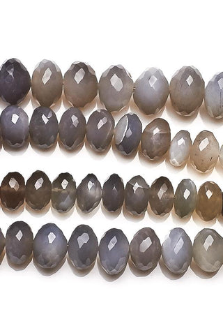 Grey Moonstone Grey Rondelle Faceted Natural Beads