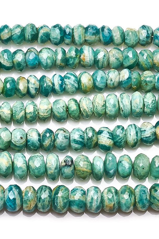 Amazonite Green Rondelle Faceted Natural Beads