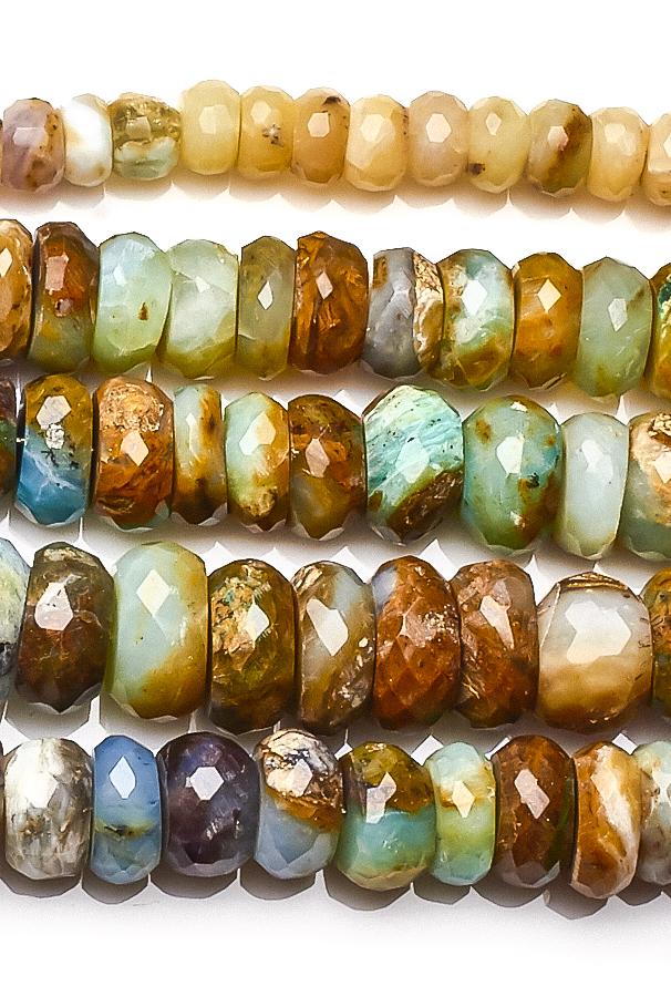 Opal Multi Color Rondelle Faceted Natural Beads