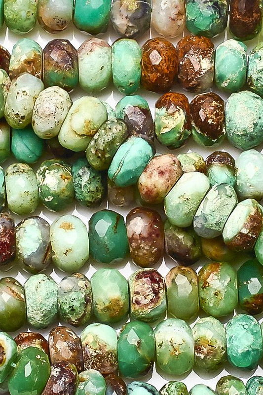 Chrysoprase Green Rondelle Faceted Natural Beads