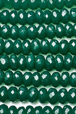 Chalcedony Dark Green Rondelle Faceted Heat Treated Beads