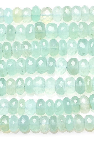 Chalcedony Aqua Color Rondelle Faceted Heat Treated Beads