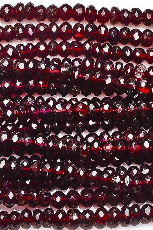 Garnet Red Rondelle Faceted Natural Beads