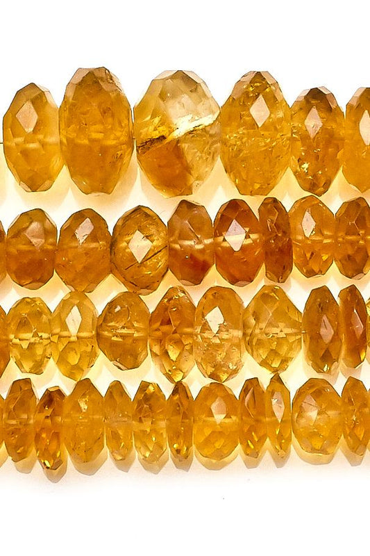 Citrine Yellow Rondelle Faceted Natural Medium Beads