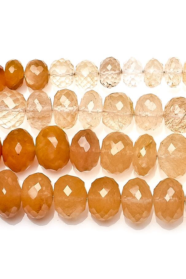 Shaded Sunstone Shaded Orange Rondelle Faceted Natural Beads