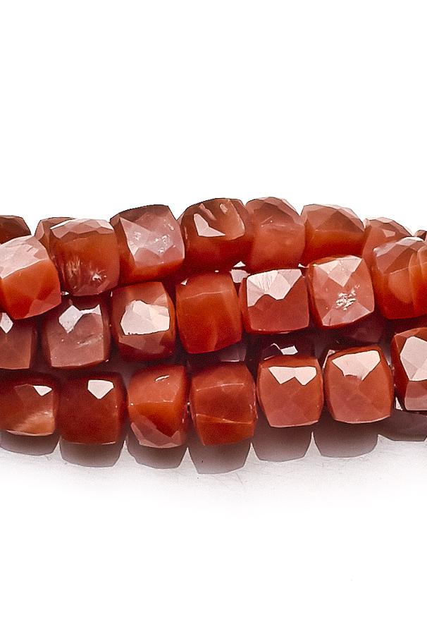 Peach Moonstone Peach Cube Faceted Natural Beads