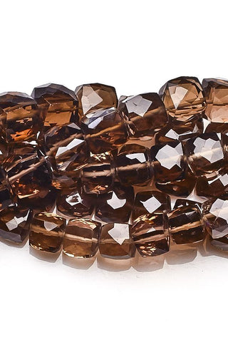 Smoky Quartz Brown Cube Faceted Natural Beads