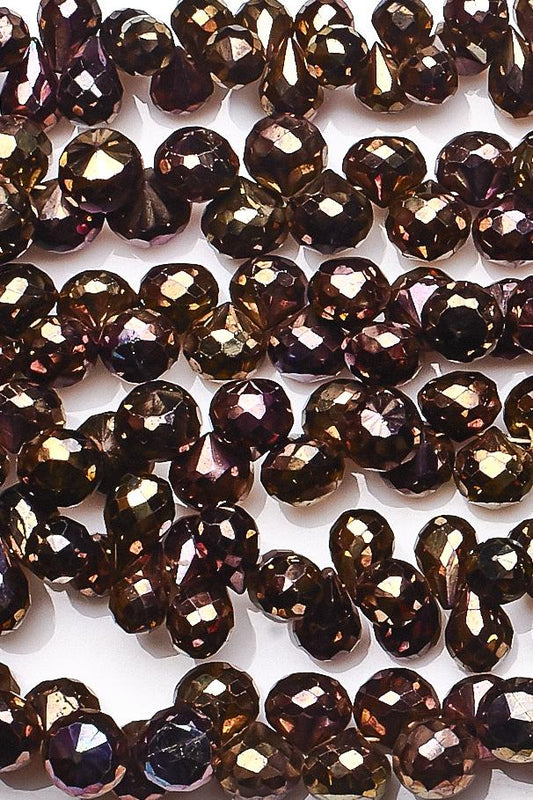 Black Spinel Golden Onion Faceted Coating Beads