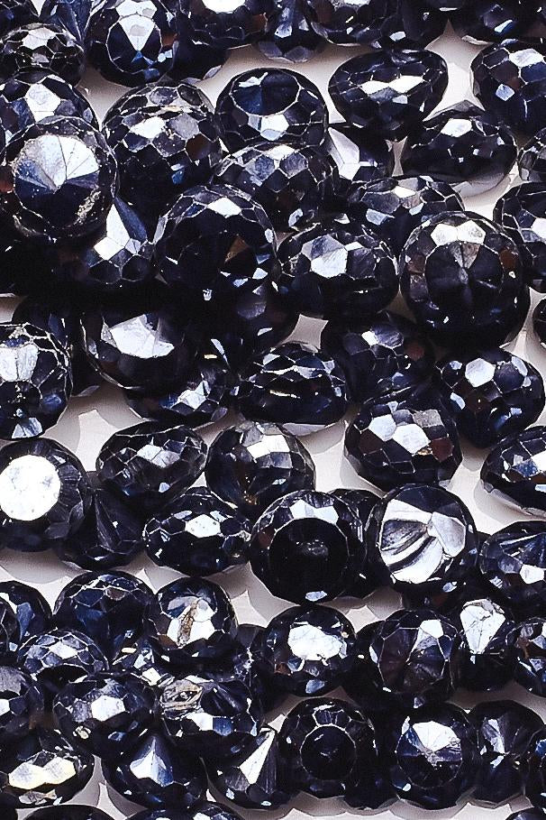 Black Spinel Blue Onion Faceted Coating Beads