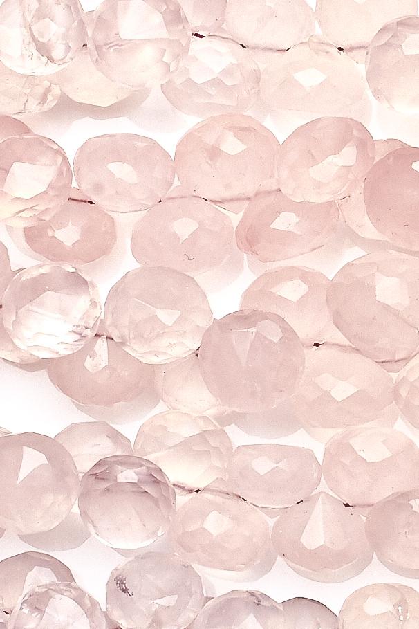 Rose Quartz Light Pink Onion Faceted Natural Beads