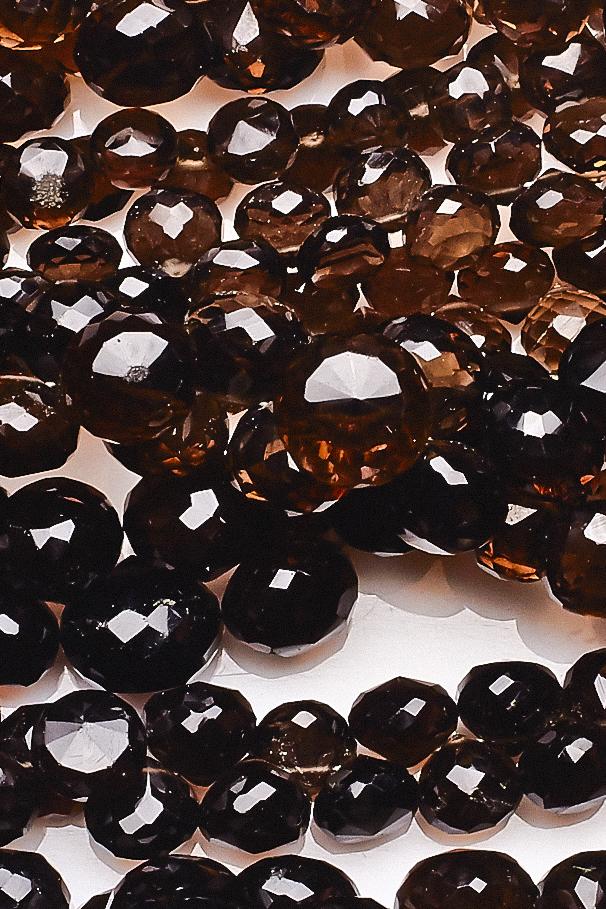 Smoky Quartz Brown Onion Faceted Natural Beads