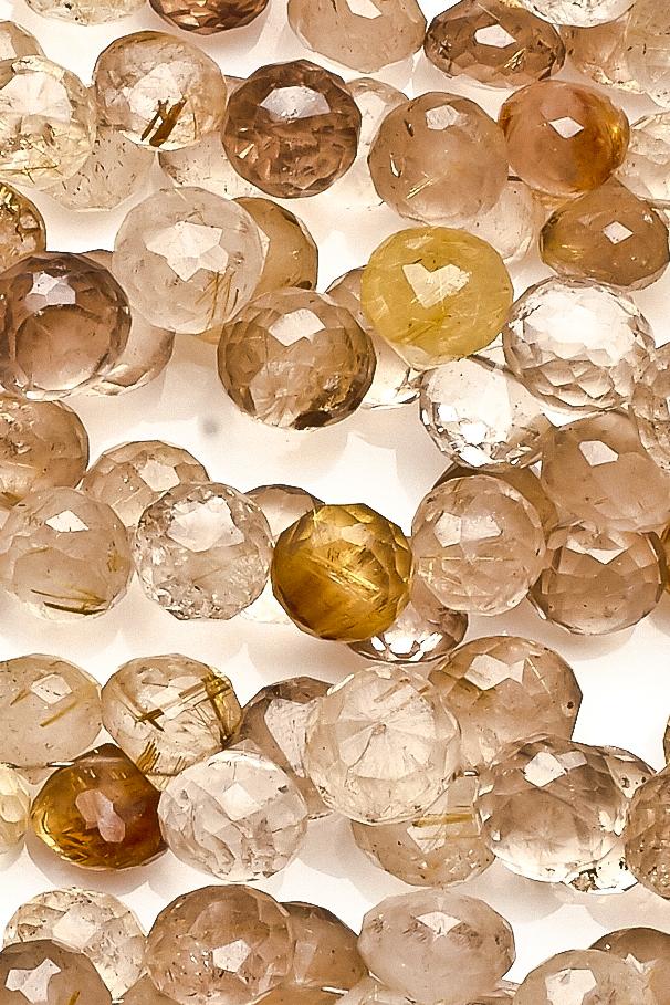 Golden Rutile Shaded Yellow Onion Faceted Natural Beads