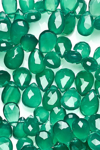 Green Onyx Dark Green Pear Faceted Natural Beads