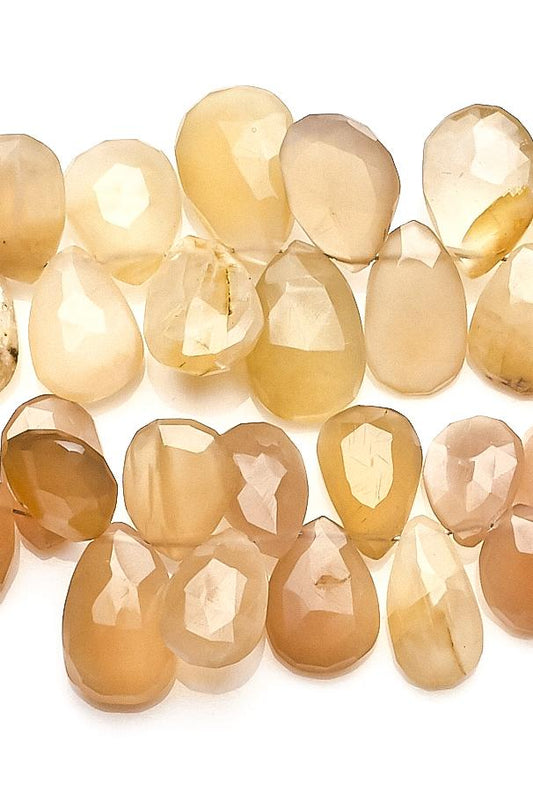 Moonstone Peach Pear Faceted Natural Beads