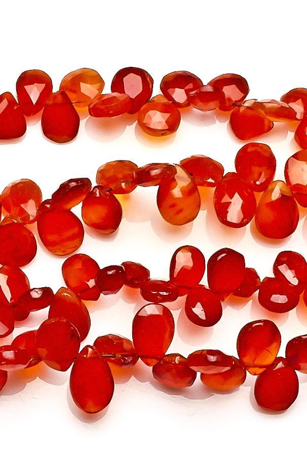 Carnelian Orange Pear Faceted Natural Beads